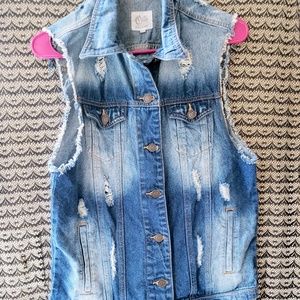 CELLO Distressed Denim Ripped Back Vest
